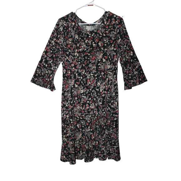 Women's Kaileigh Gray Taupe Orange Pink Green Black Floral Casual Dress - Size L - Picture 1 of 2